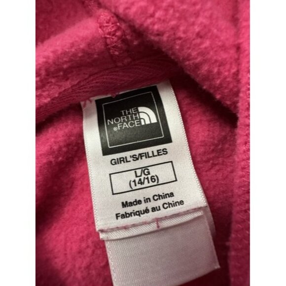 The North Face Youth Girl Pink Hoodie Long Sleeve Size Large Pull Over Pockets - Picture 7 of 13